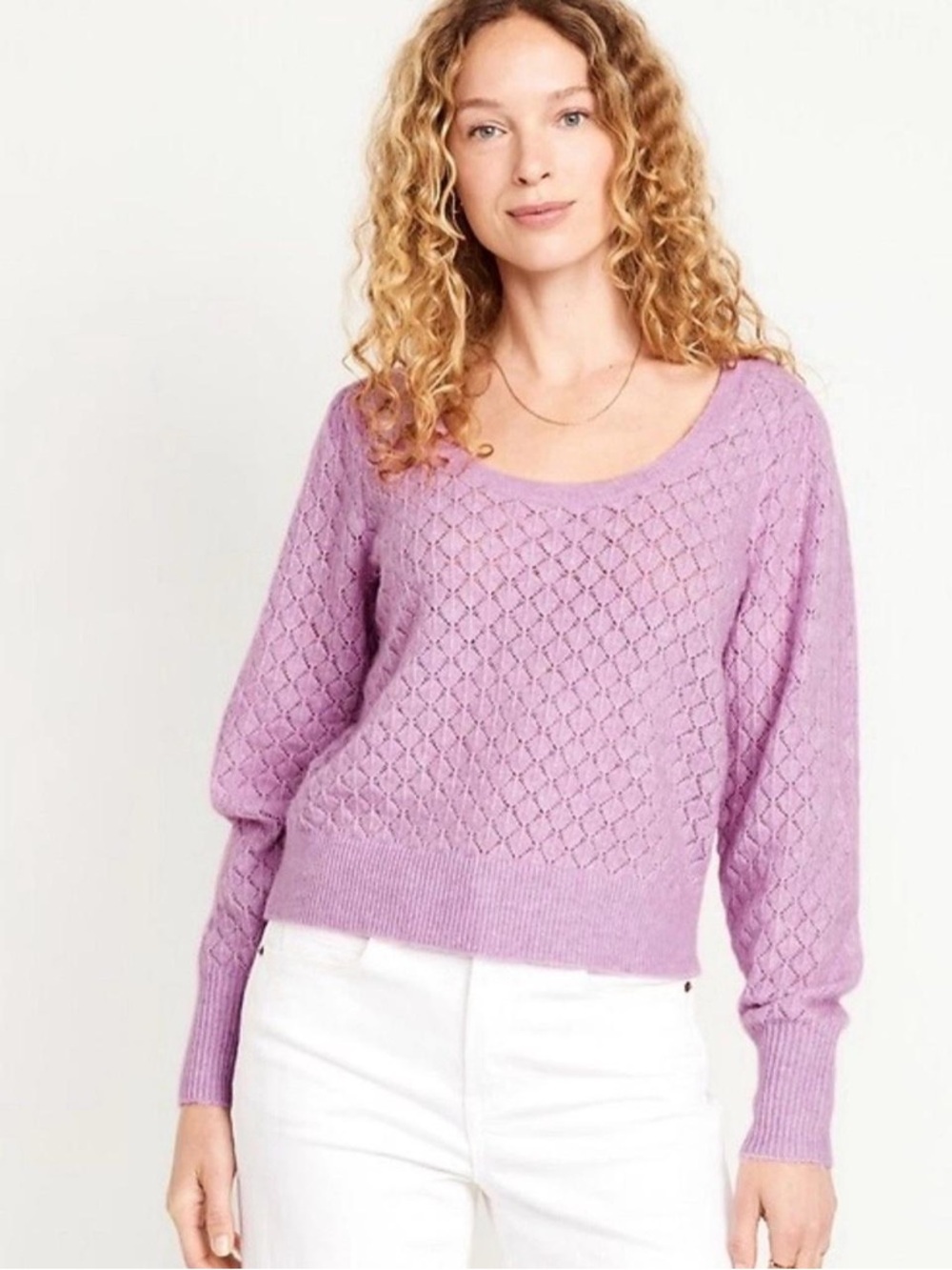 Old Navy Lilac Openwork Scoop-Neck Sweater